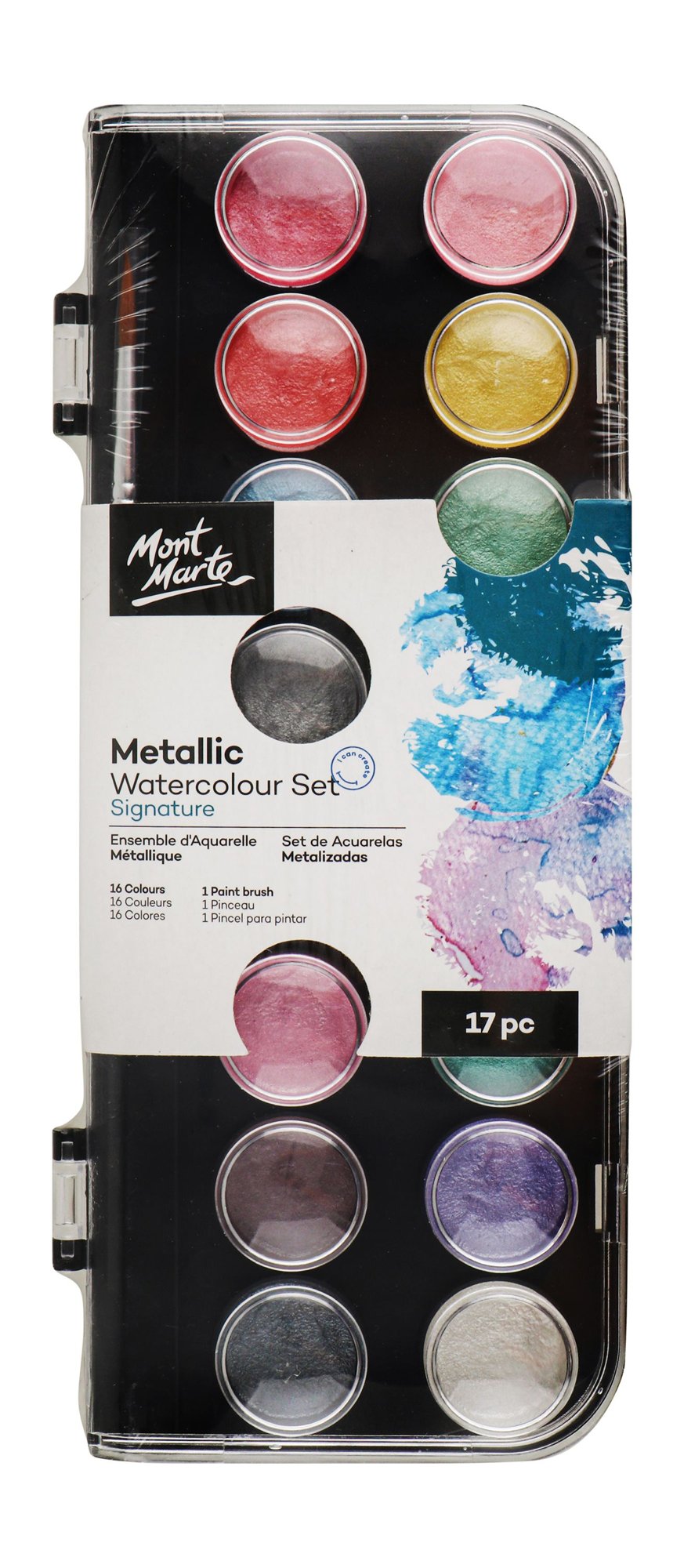 Mont Marte Metallic Watercolor Paints with Brush