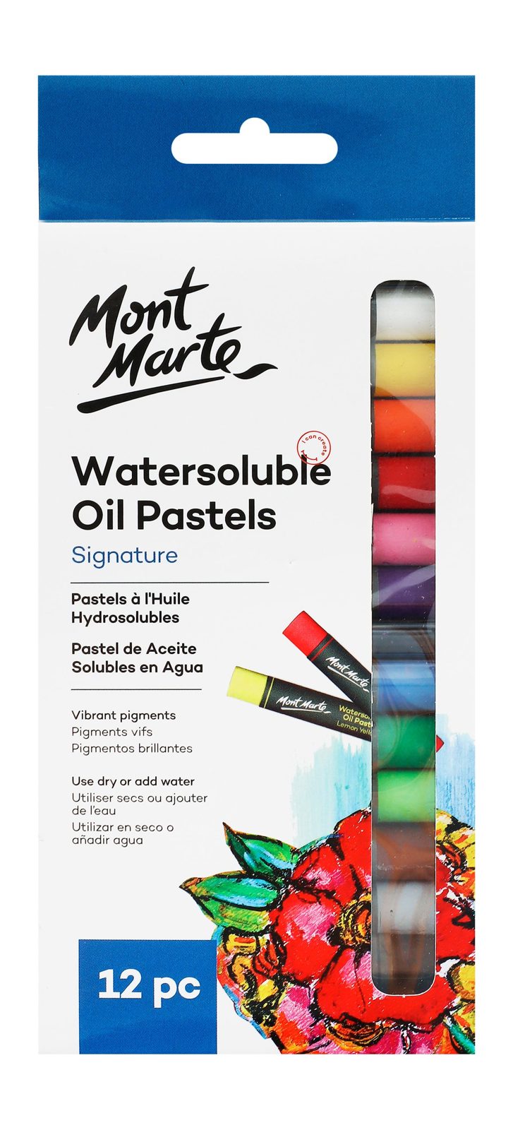 Mont Marte Water-Soluble Oil Pastels – 12 Colors