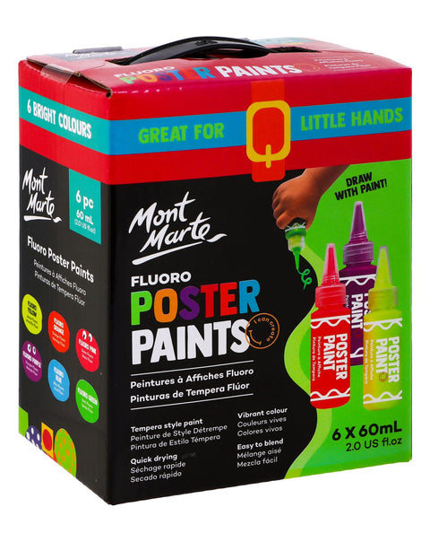 Mont Marte Fluorescent Poster Paint Set – 6 × 60 ml