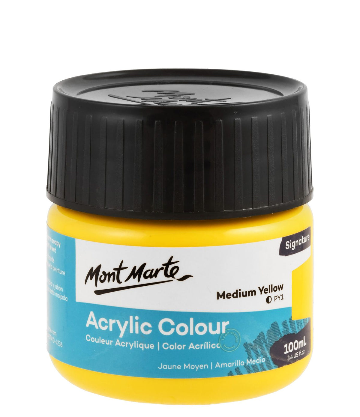 Mont Marte Acrylic Paint Jar 100 ml – Medium Yellow