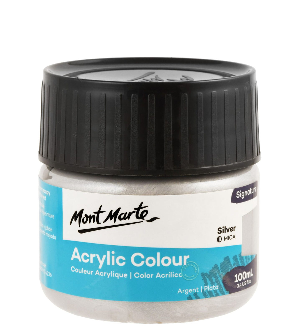 Mont Marte Metallic Acrylic Paint Jar 100 ml – Silver