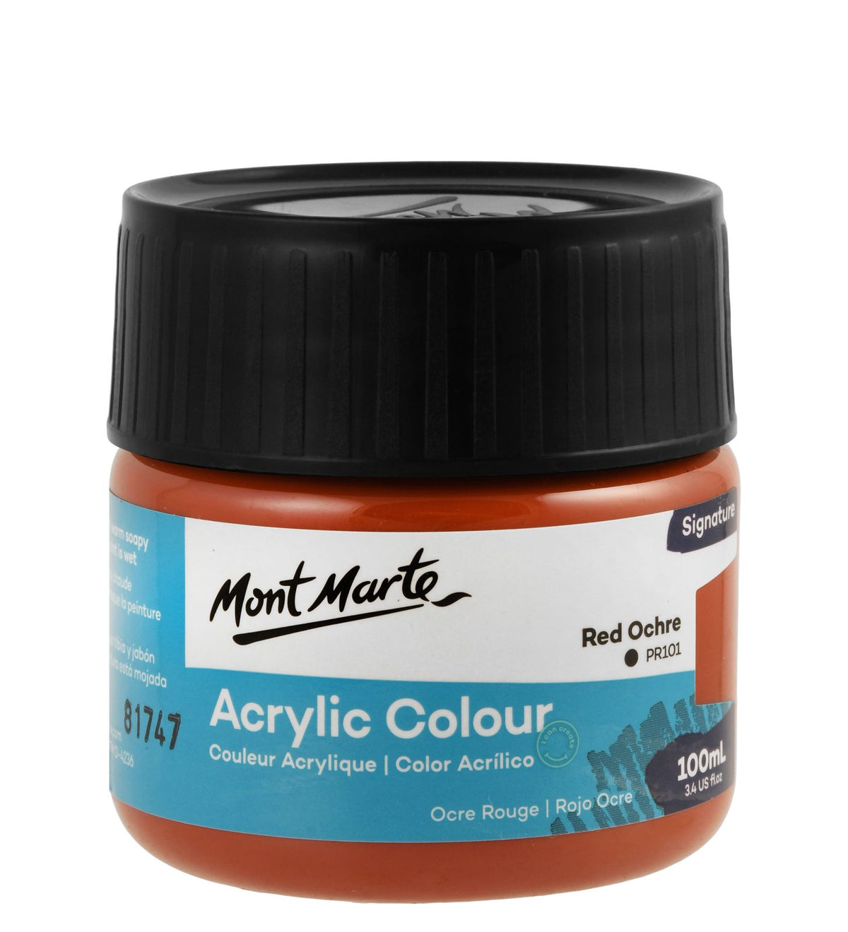 Mont Marte Acrylic Paint Jar 100 ml – Red Ochre