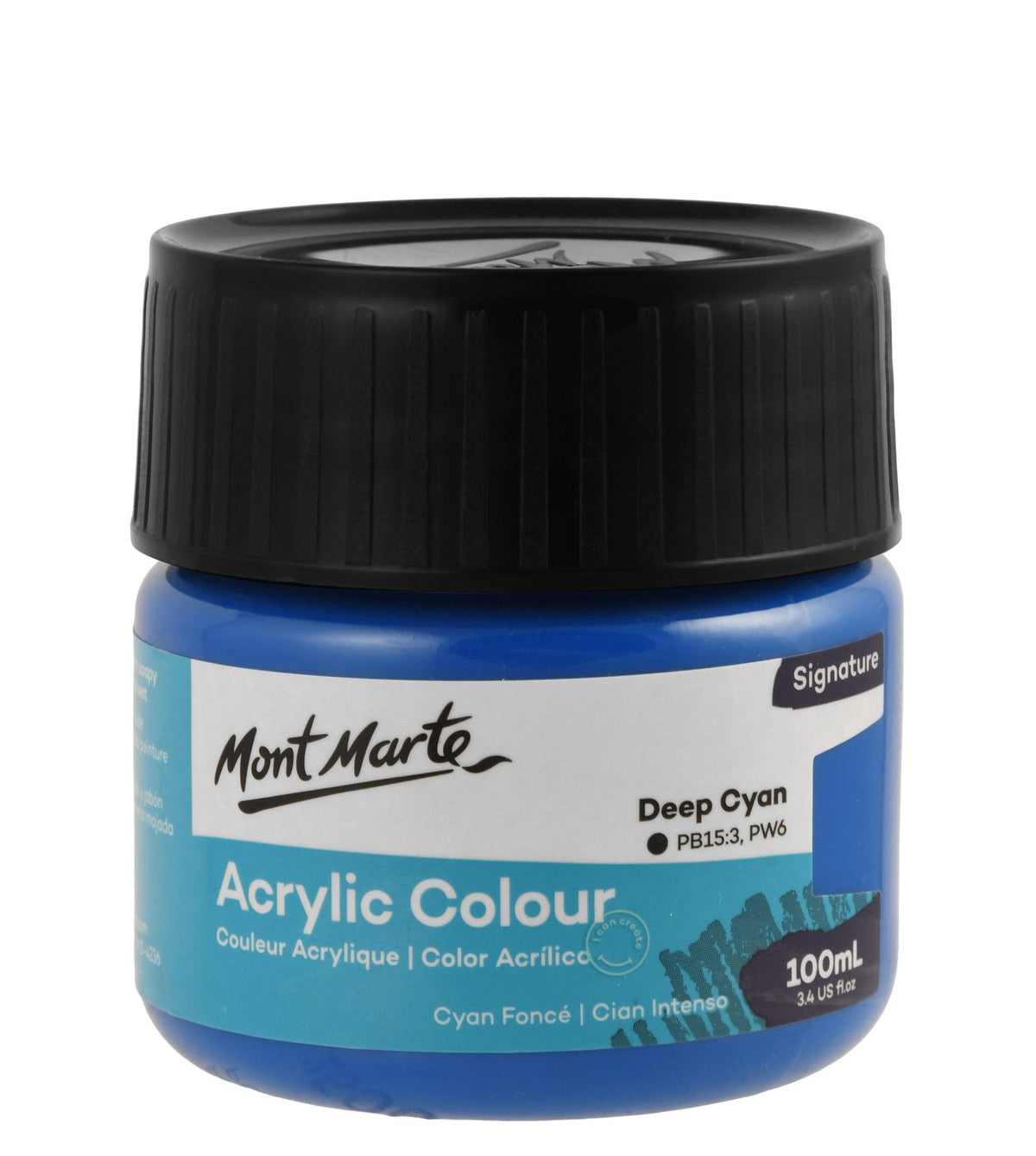 Mont Marte Acrylic Paint Jar 100 ml – Deep Cyan