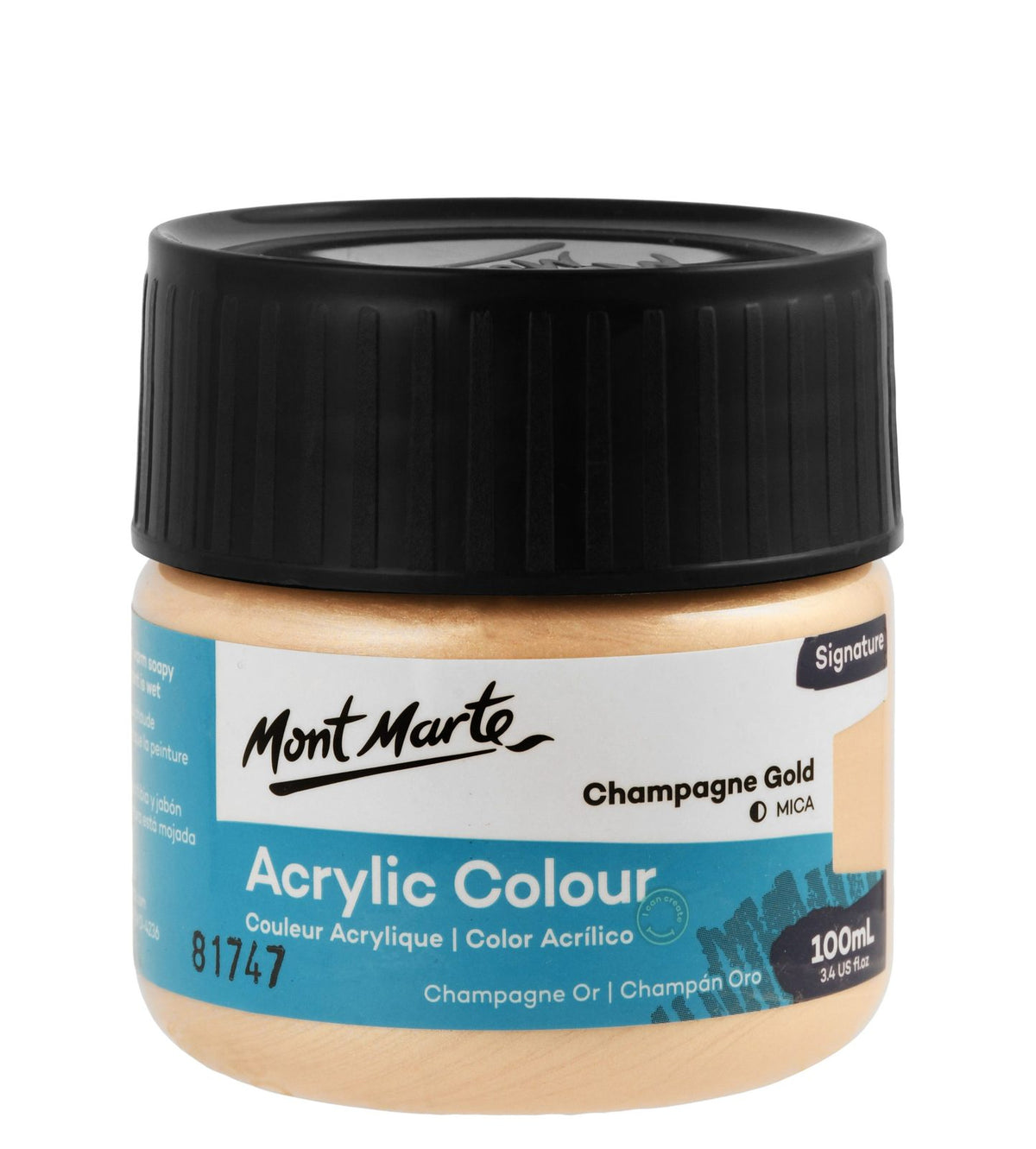 Mont Marte Metallic Acrylic Paint Jar 100 ml – Champagne