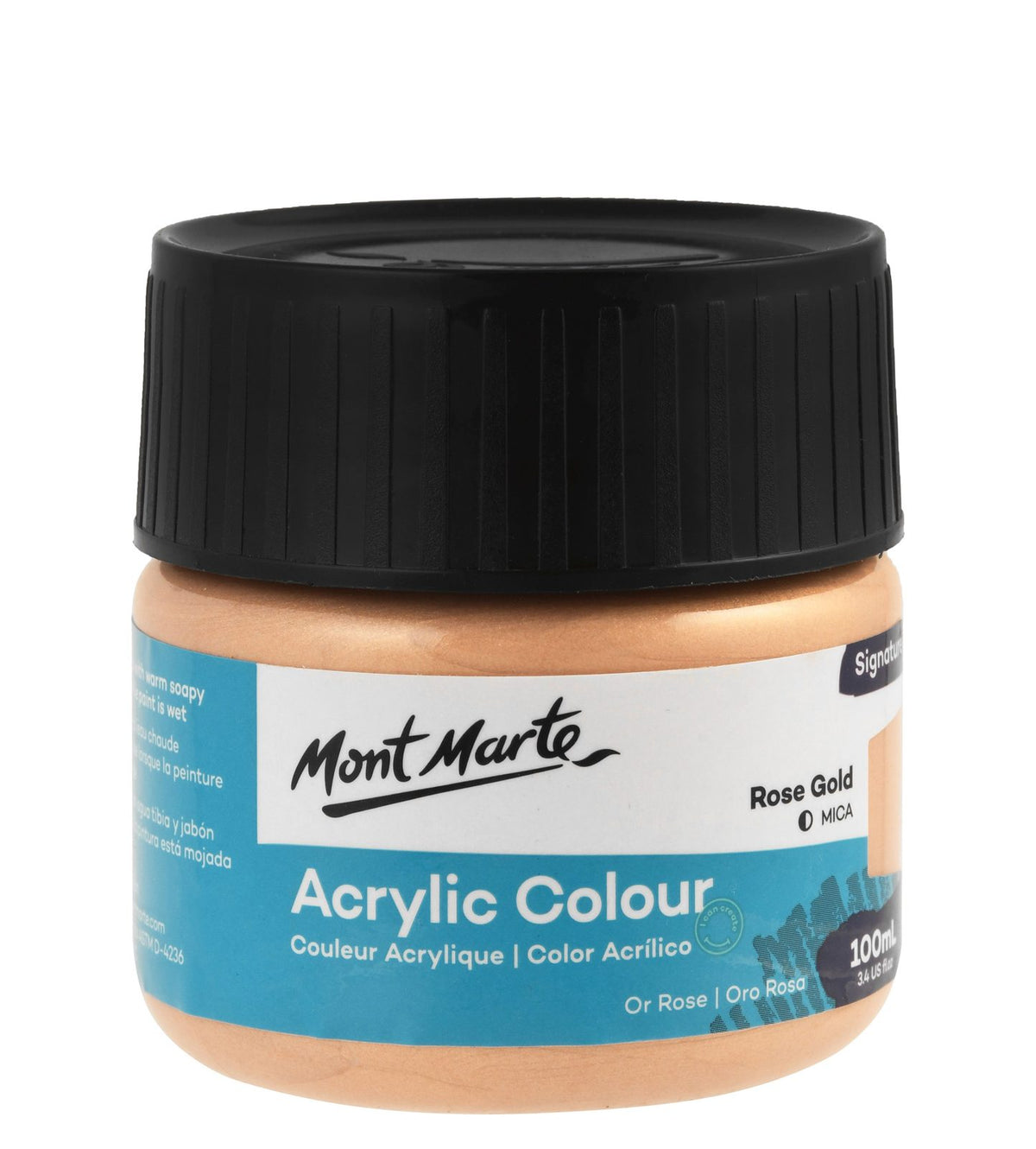 Mont Marte Metallic Acrylic Paint Jar 100 ml – Rose Gold