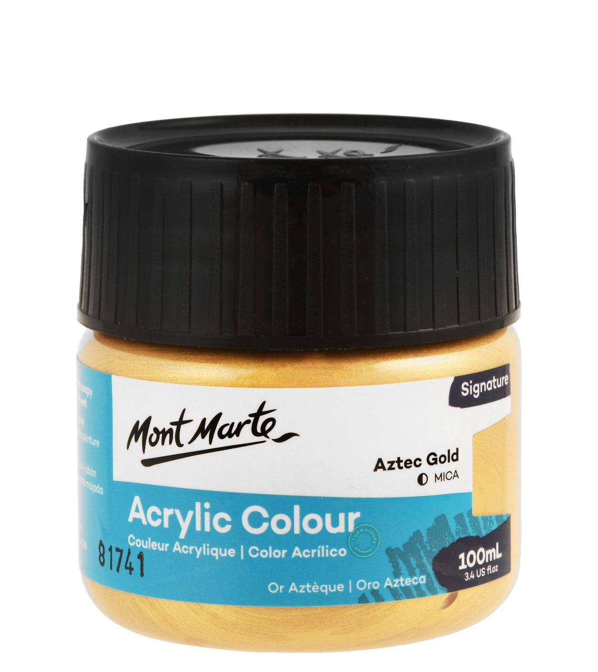 Mont Marte Metallic Acrylic Paint Jar 100 ml – Aztec Gold