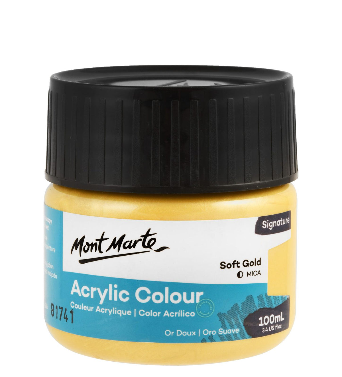 Mont Marte Metallic Acrylic Paint Jar 100 ml – Soft Gold