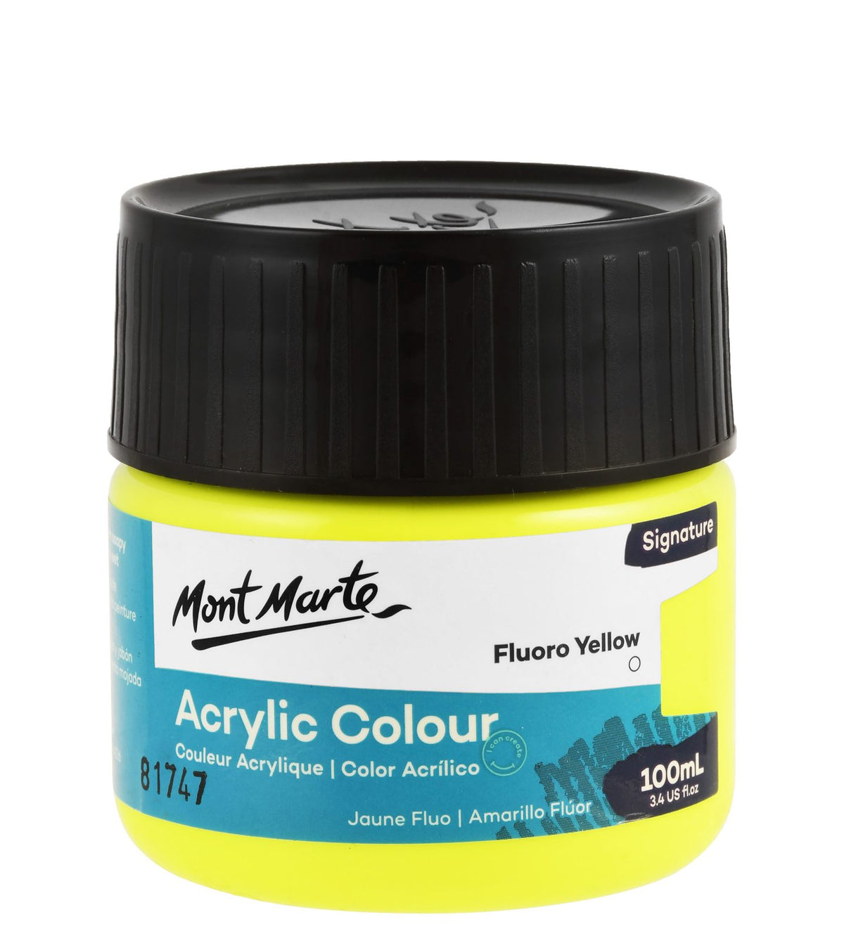 Mont Marte Fluorescent Acrylic Paint Jar 100 ml – Yellow