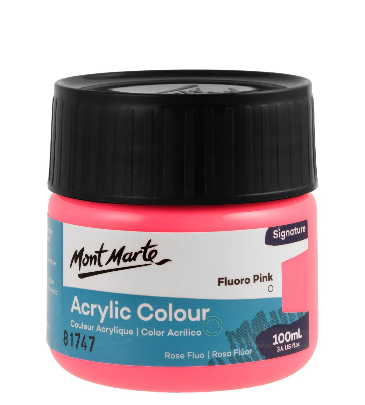 Mont Marte Fluorescent Acrylic Paint Jar 100 ml – Pink