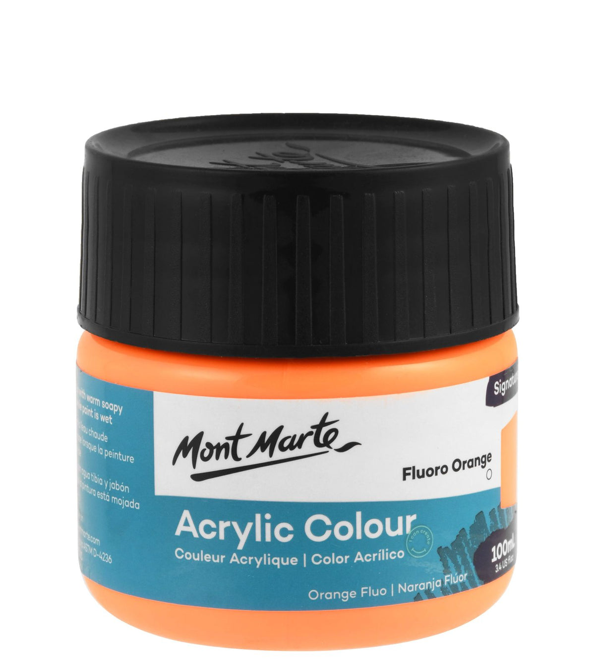 Mont Marte Fluorescent Acrylic Paint Jar 100 ml – Orange