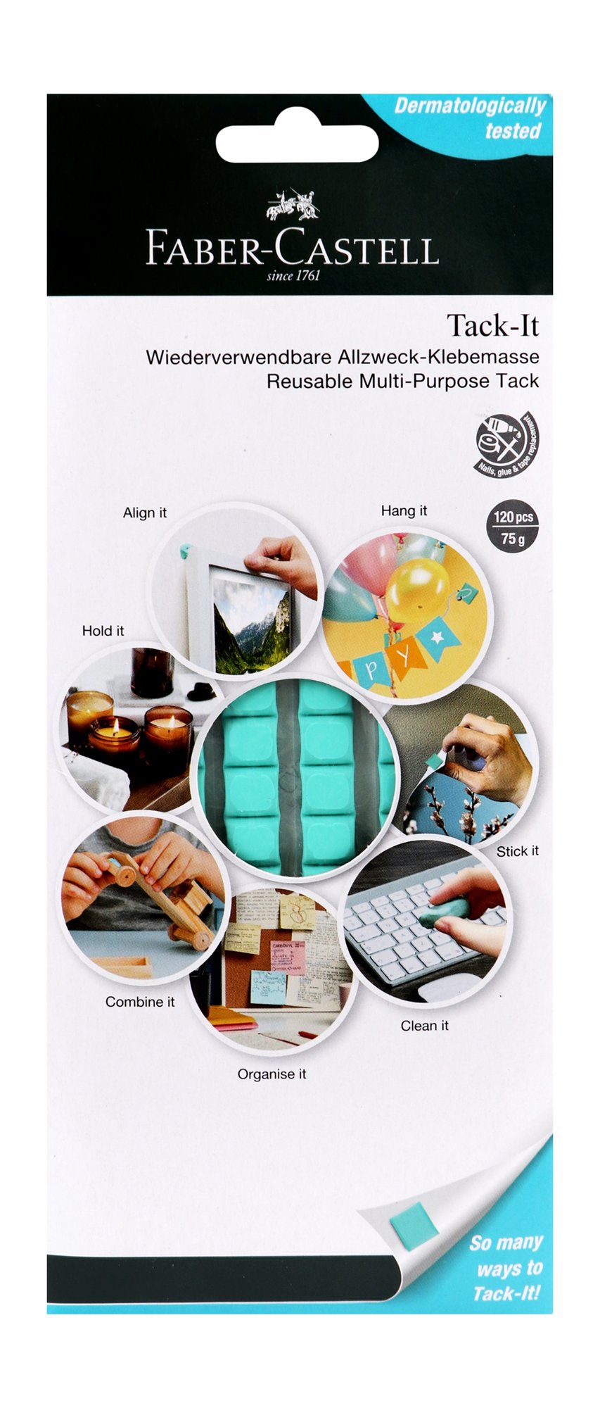 Faber-Castell Tack-it Reusable Adhesive Tacks – 120 Pieces